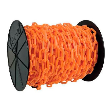 Gec Mr. Chain Plastic Chain Barrier On A Reel, 1-1/2inx200'L, Safety Orange 30112
